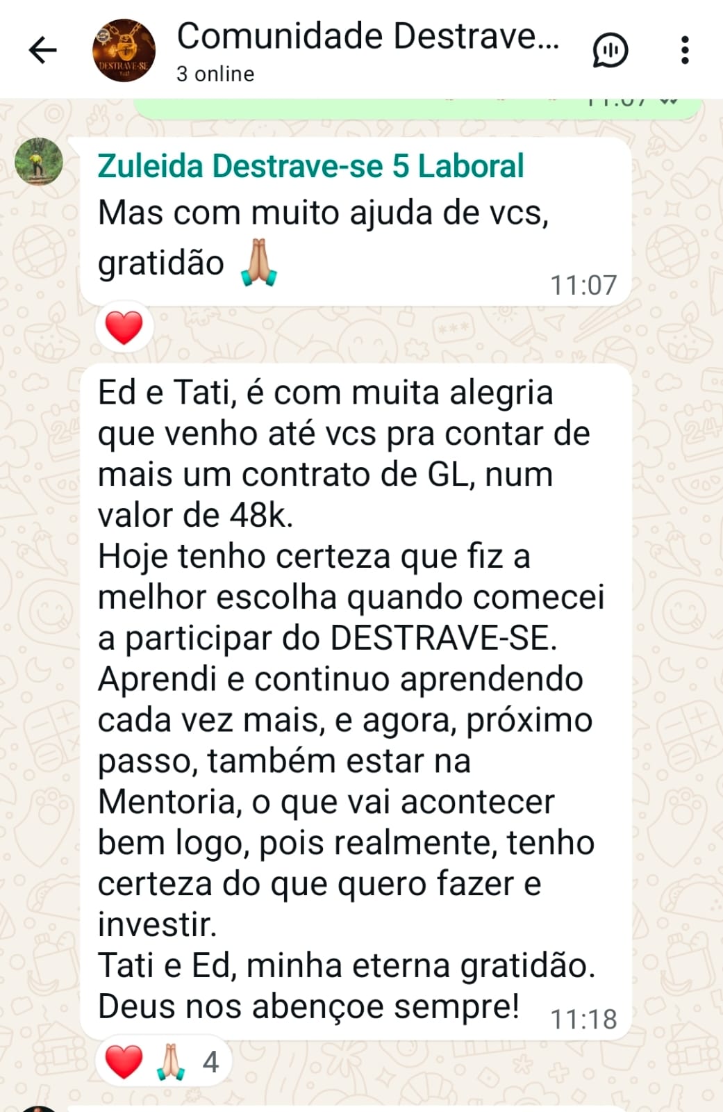 Depoimento: contrato de GL no valor de 48 mil